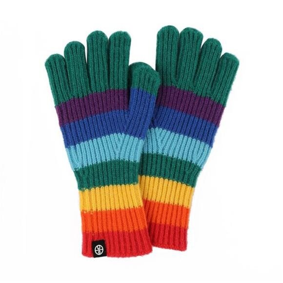 Rainbow Striped Knitted Gloves - Picture 4 of 4